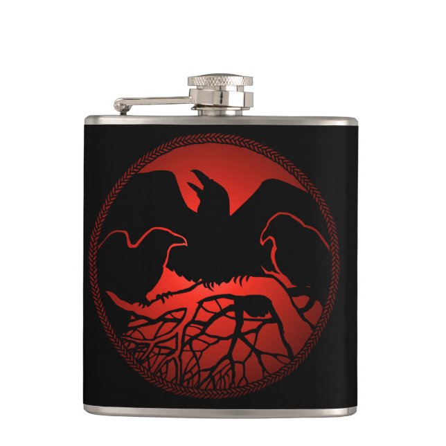 Cantil Raven Flask Custom Raven / Crow Art Drask (Frente)