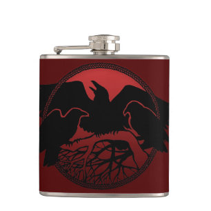 Cantil Raven Flask Custom Raven / Crow Art Drask