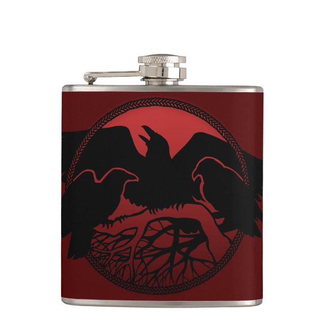 Cantil Raven Flask Custom Raven / Crow Art Drask (Frente)