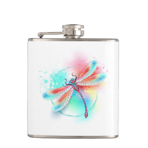 Cantil Red dragonfly on watercolor background