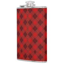 Cantil Red plaid hip flask with a metal cap