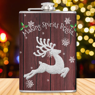 Cantil Red Rustic Christmas Reindeer Flask