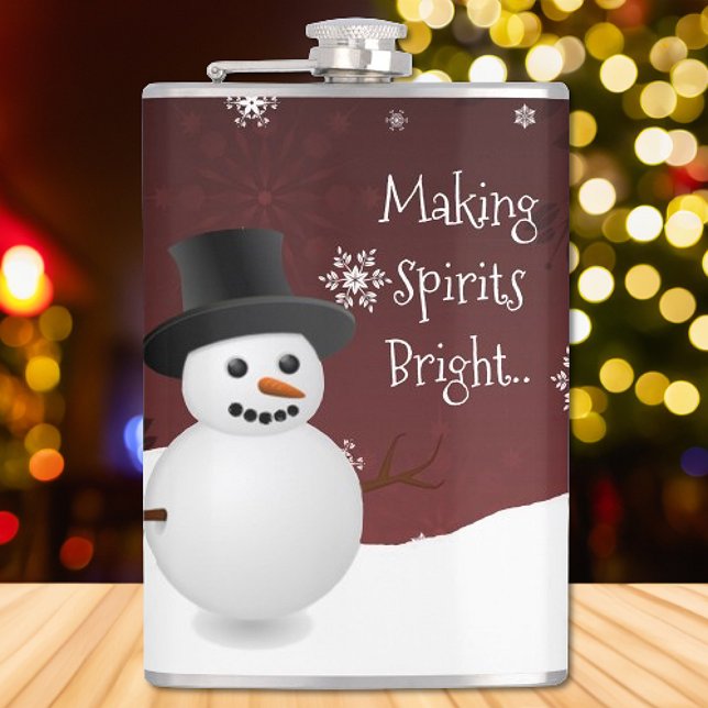Cantil Red Snowman Winter Scense Christmas Flask (Red Snowman Winter Scene Christmas Flask)