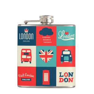 Cantil Retro London Collage Flask