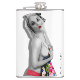 Cantil Retro Pinup Girl Hip Flask Cherrie Alt White