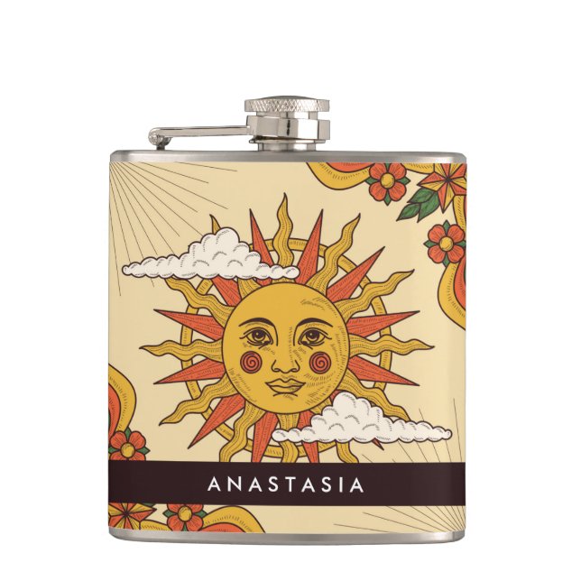 Cantil Rô Vintage Sun Personalizado Flask Hip (Frente)