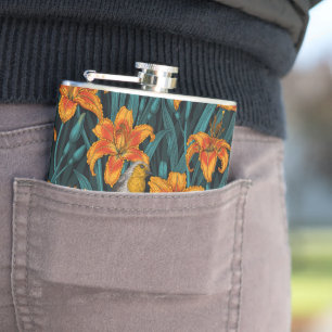 Cantil Robins e flores, cor de laranja e azul
