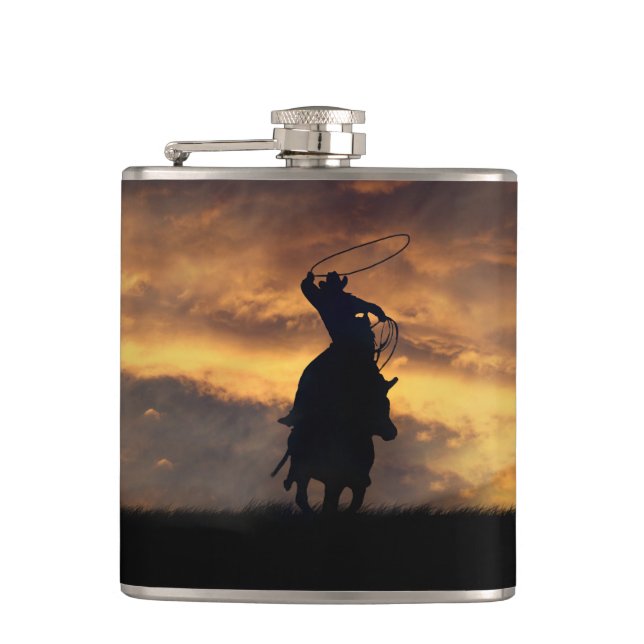 Cantil Roping Cowboy Flask (Frente)