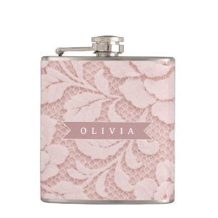 Cantil Rosa Bege Personalizado com Renda Floral Romântica