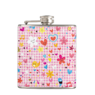 Cantil rosa do teste padrão dos desenhos animados do