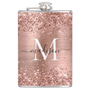 Cantil Rosa Dourada Glitter Sparkle Monograma Bruto Aço