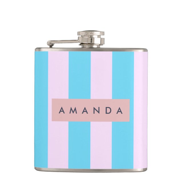 Cantil Rosa Pastel Personalizado e Listras Azuis (Frente)