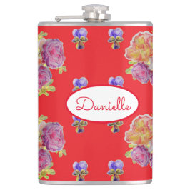 Cantil Rosa Red Floral Rosas Vintage Garden Womans Retro