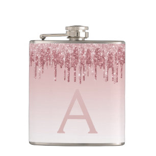 Cantil Rosa Rosa Rosa Rosa Dourada Brilhante e Monograma 