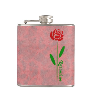 Cantil Rosa Vermelha Única Folhas de Caule Verde Nome Per