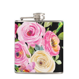 Cantil Rosas de aquarelas a rosa e creme a preto