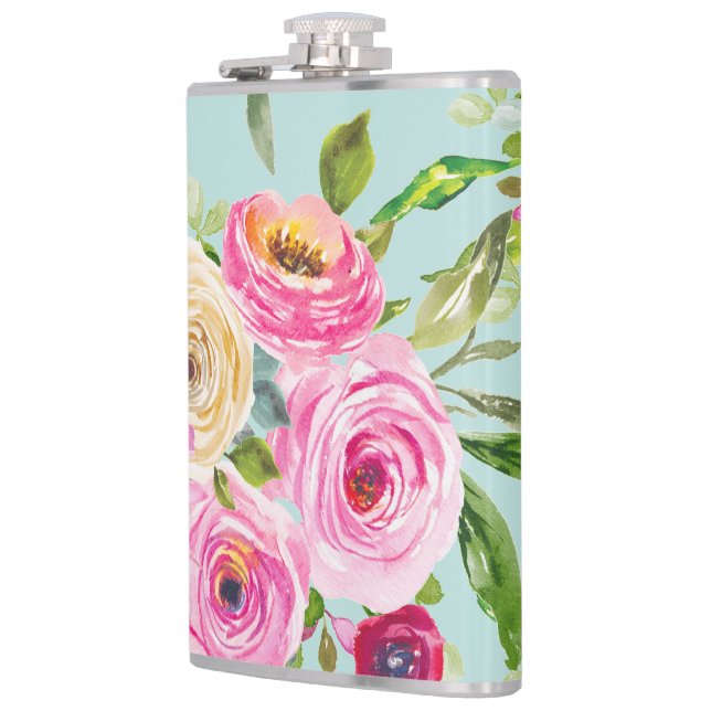 Cantil Rosas de aquarelas a rosa e creme em aqua (Esquerda)