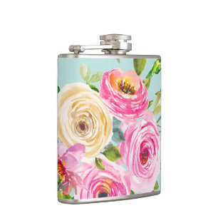 Cantil Rosas de aquarelas a rosa e creme em aqua