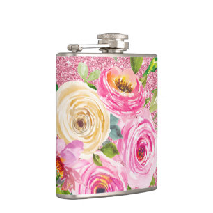 Cantil Rosas de aquarelas em rosa e creme cor-de-rosa