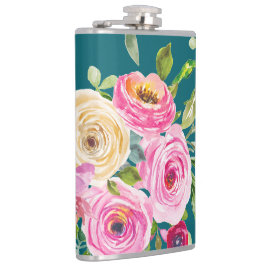 Cantil Rosas de aquarelas em rosa e creme no chão