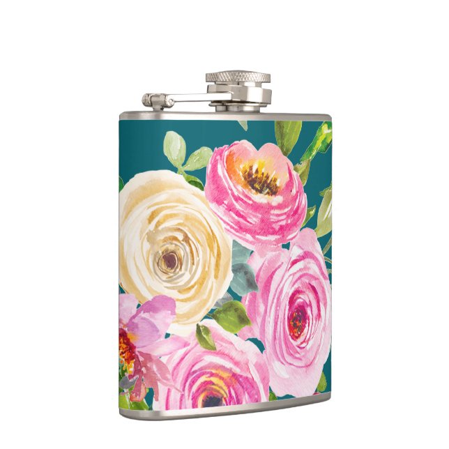 Cantil Rosas de aquarelas em rosa e creme no chão (Direita)