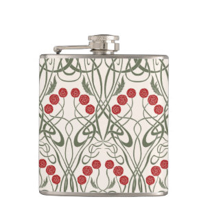 Cantil Rosas Vermelhas Art Nouveau e Caules Sinuosos
