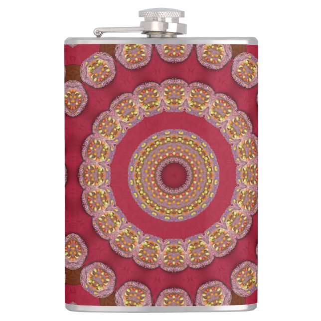 Cantil Rosetas Amarelas Douradas Vermelhas Mandala (Frente)