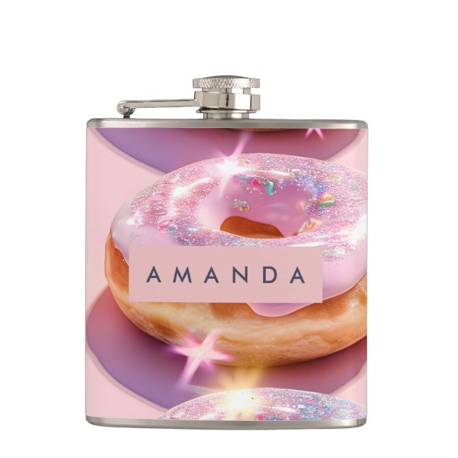 Cantil Rosquinha Personalizada Rosa Pastel Brilho (Frente)
