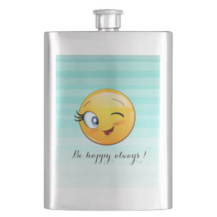 Cantil Rosto de Emoji Piscando Adorável - seja feliz semp