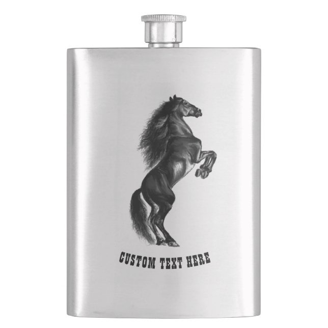 Cantil Rótulo de Cavalo Negro com Texto Personalizado (Frente)