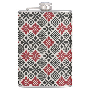 Cantil Rótulo do Padrão Folk Branco Vermelho Branco Keffi