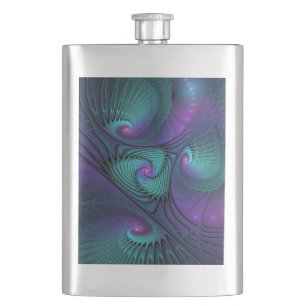 Cantil Roxo Encontra Turquesa Arte Fractal Abstrata Moder