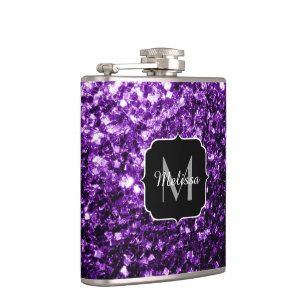 Cantil Roxo Escuro monograma com lantejoulas brilhantes f
