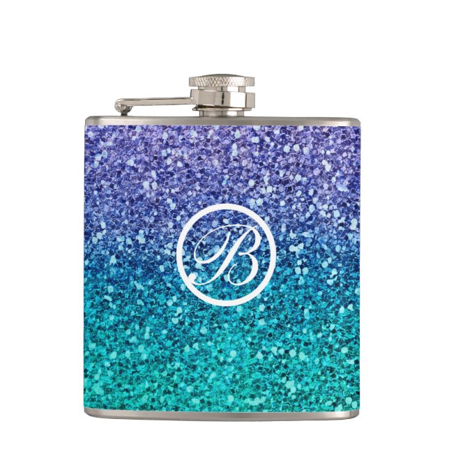 Cantil Roxo Lavanda & Verde Aqua Té Glitter Brilhante (Frente)