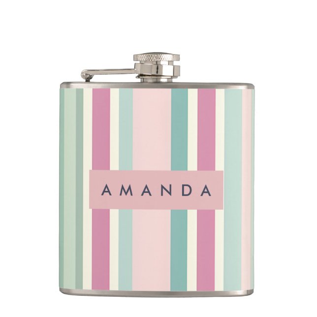Cantil Roxo Personalizado Listras Pastel Menta (Frente)