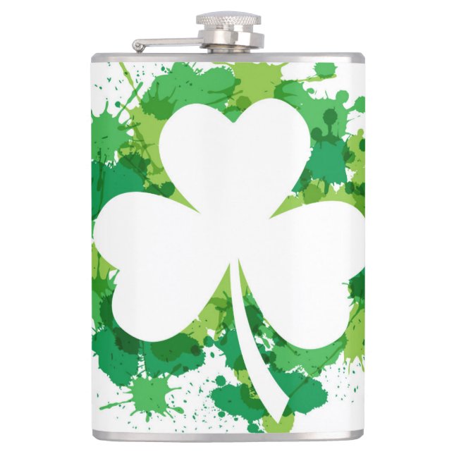 Cantil Ruas. Patricks Clover Vinyl Wrapface Flask (Frente)