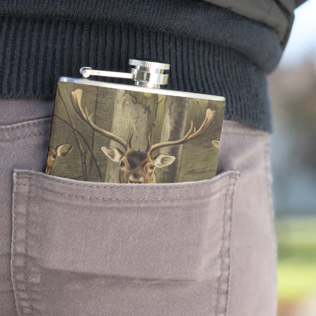 Cantil Rustic Deer Antlers Personalizado Flask (In loco)