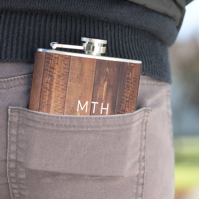 Cantil Rústico Monograma de Madeira Frasco (In Situ)