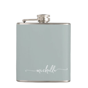 Cantil Sage Verde Elegante Nome em Monograma Script