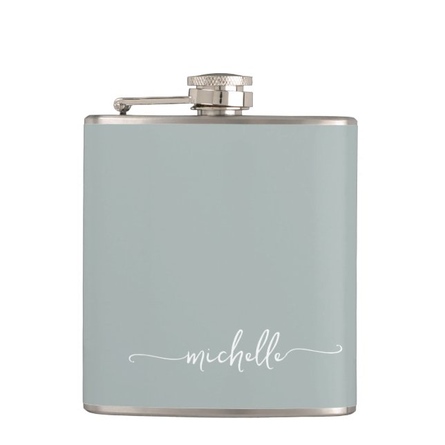 Cantil Sage Verde Elegante Nome em Monograma Script (Frente)