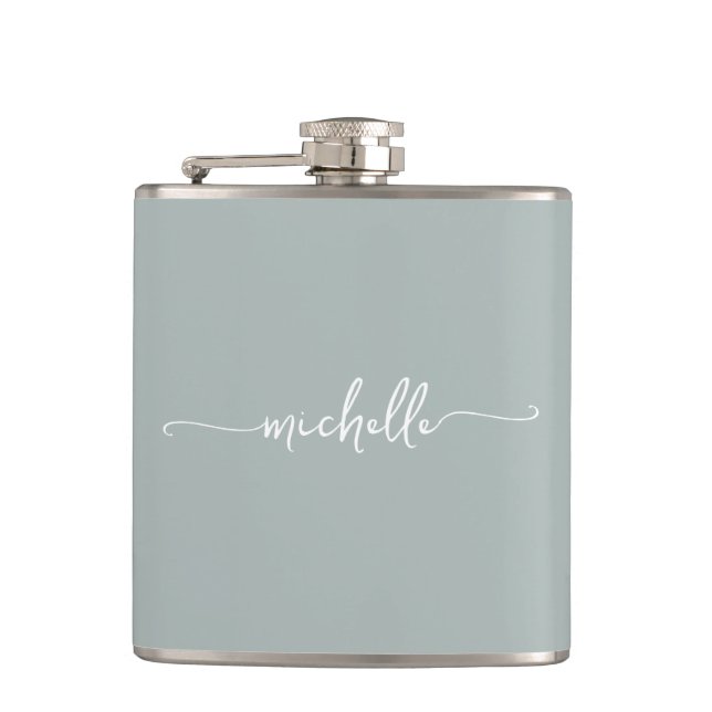 Cantil Sage Verde Elegante Nome em Monograma Script (Frente)