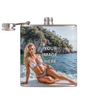 Cantil SAÚDE! 🥃 Flask Personalizado – Adicionar Texto ou