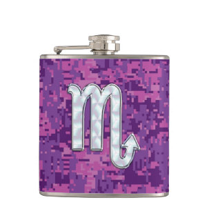 Cantil Scorpio Zodiac Símbolo na Camuflagem Digital Rosa