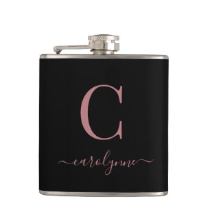 Cantil Script Dourado Monograma Rosa Rosa Elegante Chic