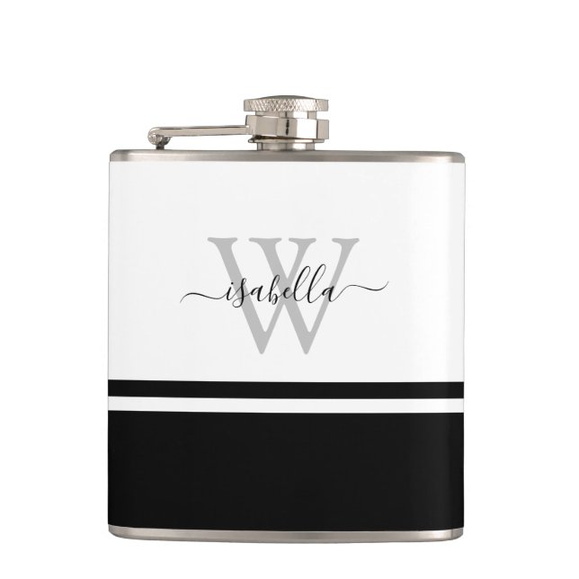 Cantil Script Moderna Monogramada Preto Branco (Frente)