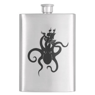 Cantil Sea Monster Black and White Kraken com navio
