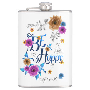 Cantil Seja feliz, com uma citação positiva, Flores Dou