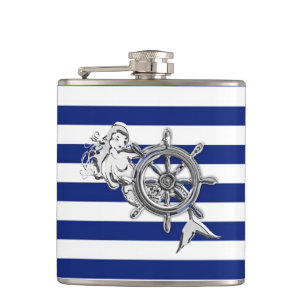 Cantil Sereia do cromo em listras do marinho