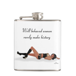 Cantil Sexy Brunette Pinup Girl Sleing Drink Flask