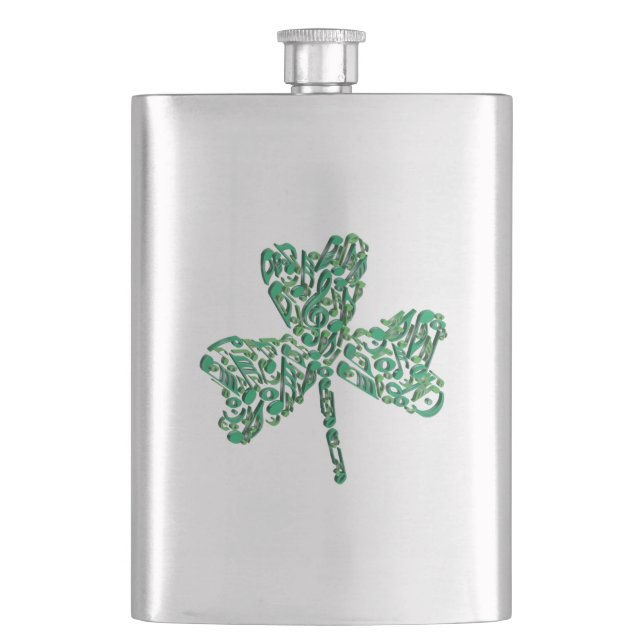 Cantil Shamrock Music Notes Flask (Frente)